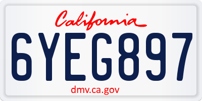 CA license plate 6YEG897