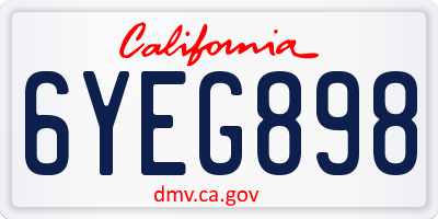 CA license plate 6YEG898