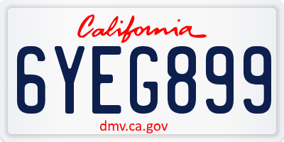 CA license plate 6YEG899