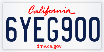 CA license plate 6YEG900