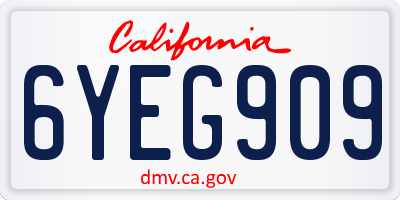 CA license plate 6YEG909