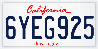 CA license plate 6YEG925
