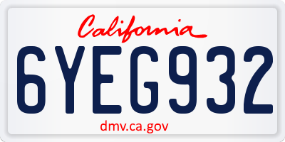 CA license plate 6YEG932
