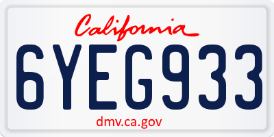 CA license plate 6YEG933