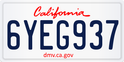 CA license plate 6YEG937