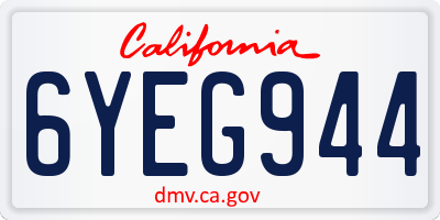 CA license plate 6YEG944