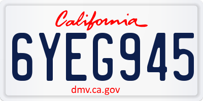 CA license plate 6YEG945