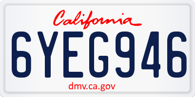 CA license plate 6YEG946