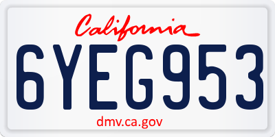 CA license plate 6YEG953