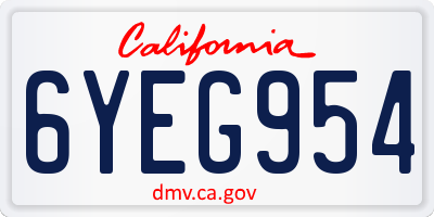 CA license plate 6YEG954