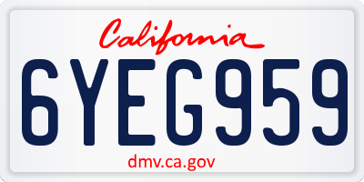 CA license plate 6YEG959