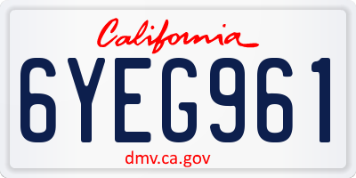 CA license plate 6YEG961