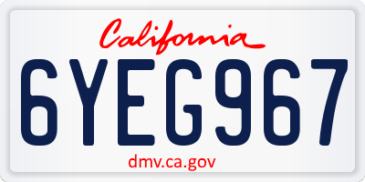 CA license plate 6YEG967