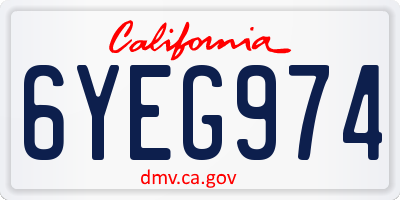 CA license plate 6YEG974