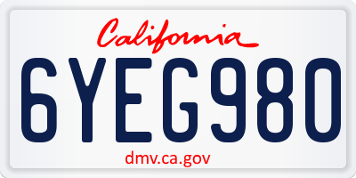 CA license plate 6YEG980
