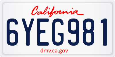 CA license plate 6YEG981