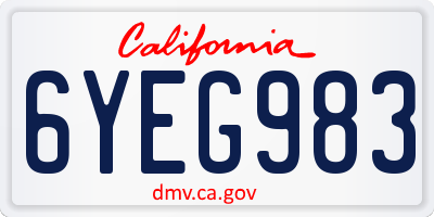 CA license plate 6YEG983