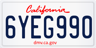 CA license plate 6YEG990