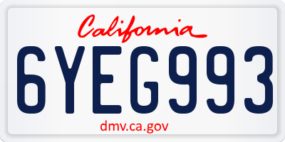 CA license plate 6YEG993