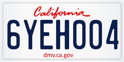 CA license plate 6YEH004