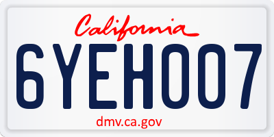 CA license plate 6YEH007