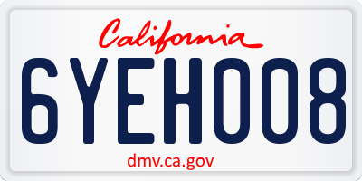 CA license plate 6YEH008