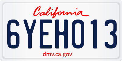 CA license plate 6YEH013