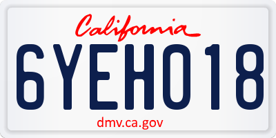 CA license plate 6YEH018