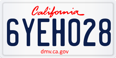 CA license plate 6YEH028