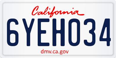 CA license plate 6YEH034
