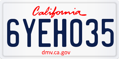 CA license plate 6YEH035