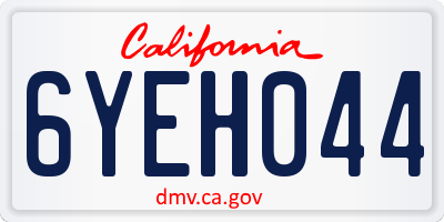 CA license plate 6YEH044