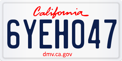 CA license plate 6YEH047