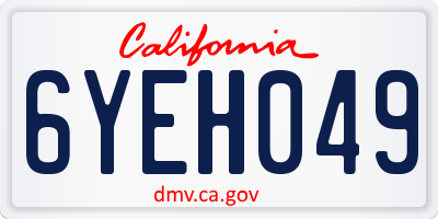 CA license plate 6YEH049
