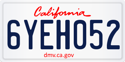CA license plate 6YEH052