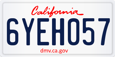 CA license plate 6YEH057