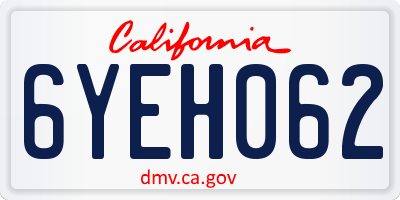 CA license plate 6YEH062