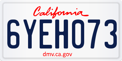 CA license plate 6YEH073