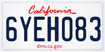 CA license plate 6YEH083