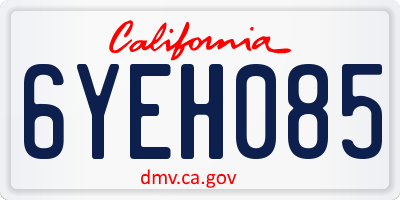 CA license plate 6YEH085