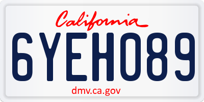 CA license plate 6YEH089