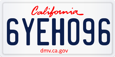 CA license plate 6YEH096