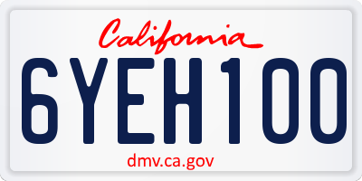 CA license plate 6YEH100