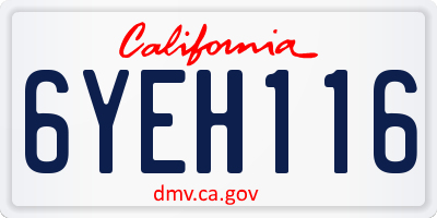 CA license plate 6YEH116