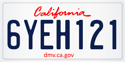 CA license plate 6YEH121