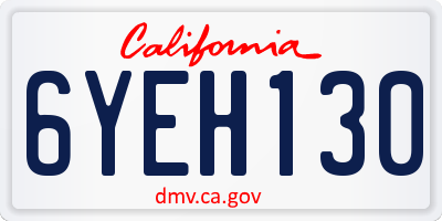 CA license plate 6YEH130