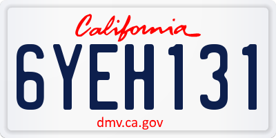 CA license plate 6YEH131