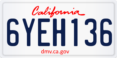 CA license plate 6YEH136