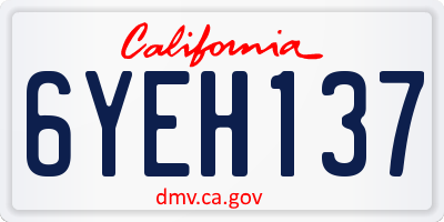 CA license plate 6YEH137
