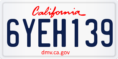 CA license plate 6YEH139